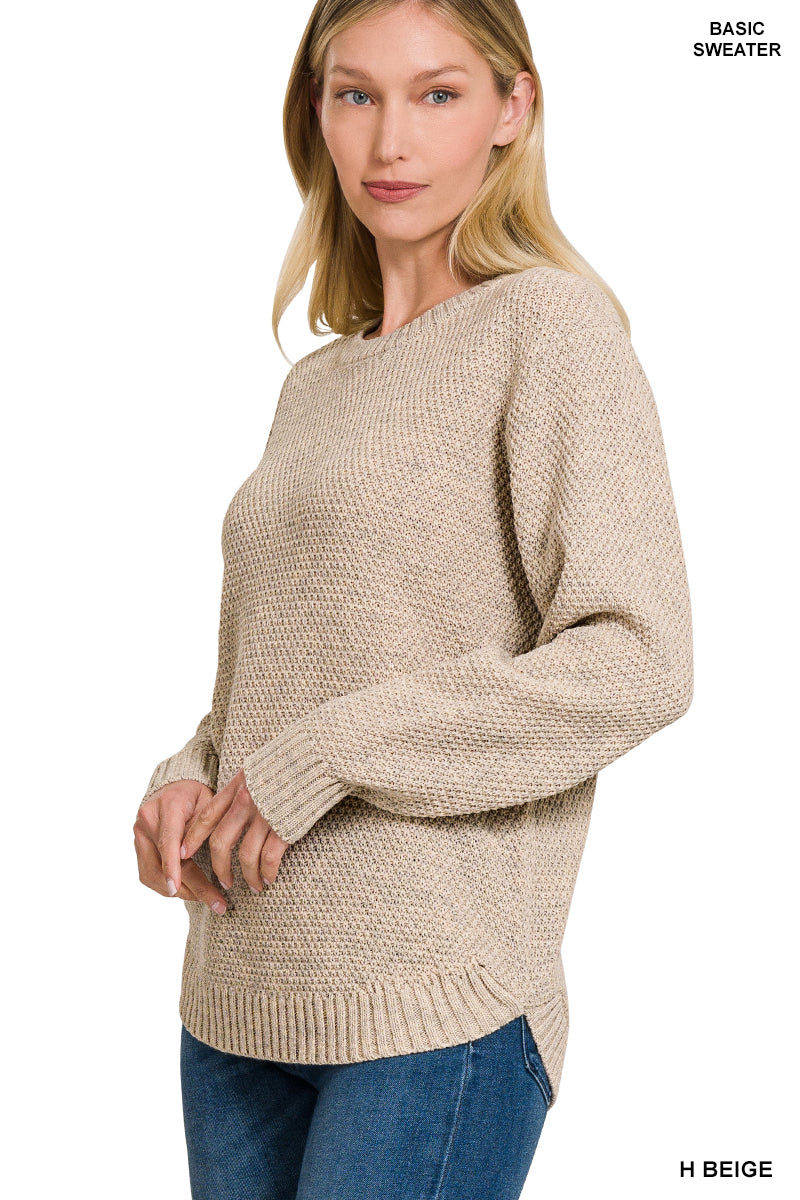 Beige Round Neck Sweater