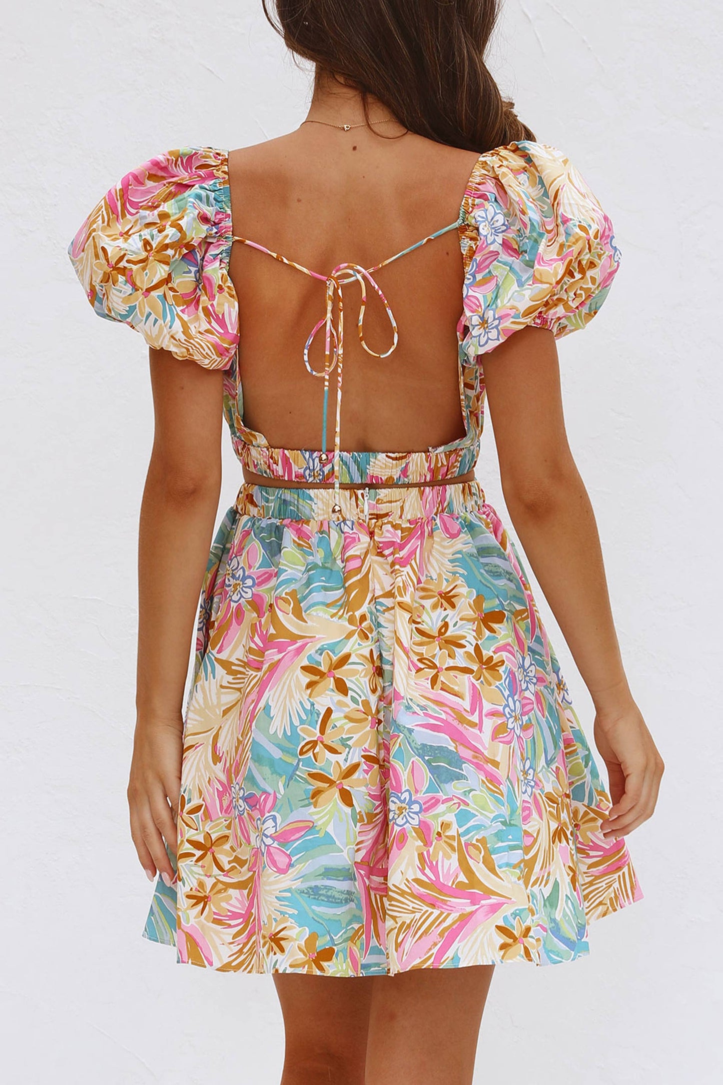 Sale - Floral Sexy Deep V-Neck Tie Backless Dress
