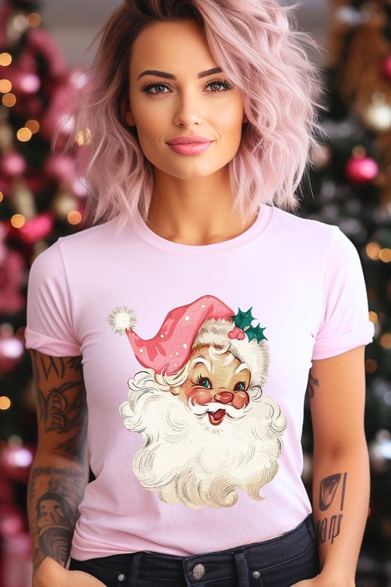 Retro Pink Santa Graphic Tee