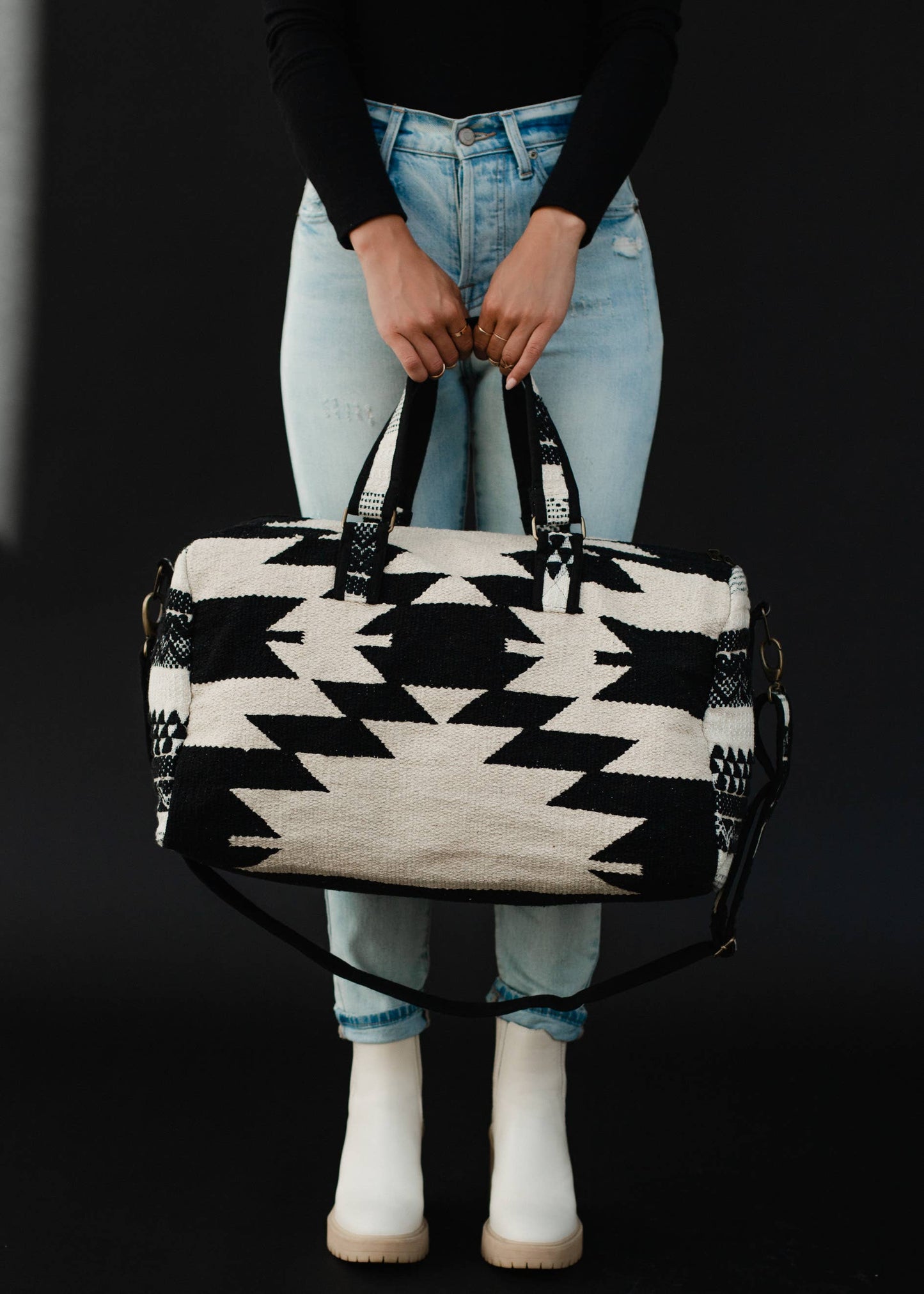 Black & Cream Aztec Duffel