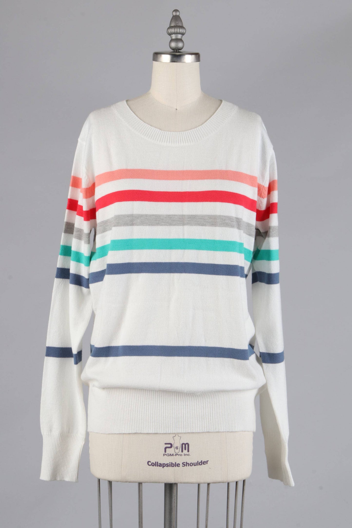 Multi Stripe Coral and Jade Sweater