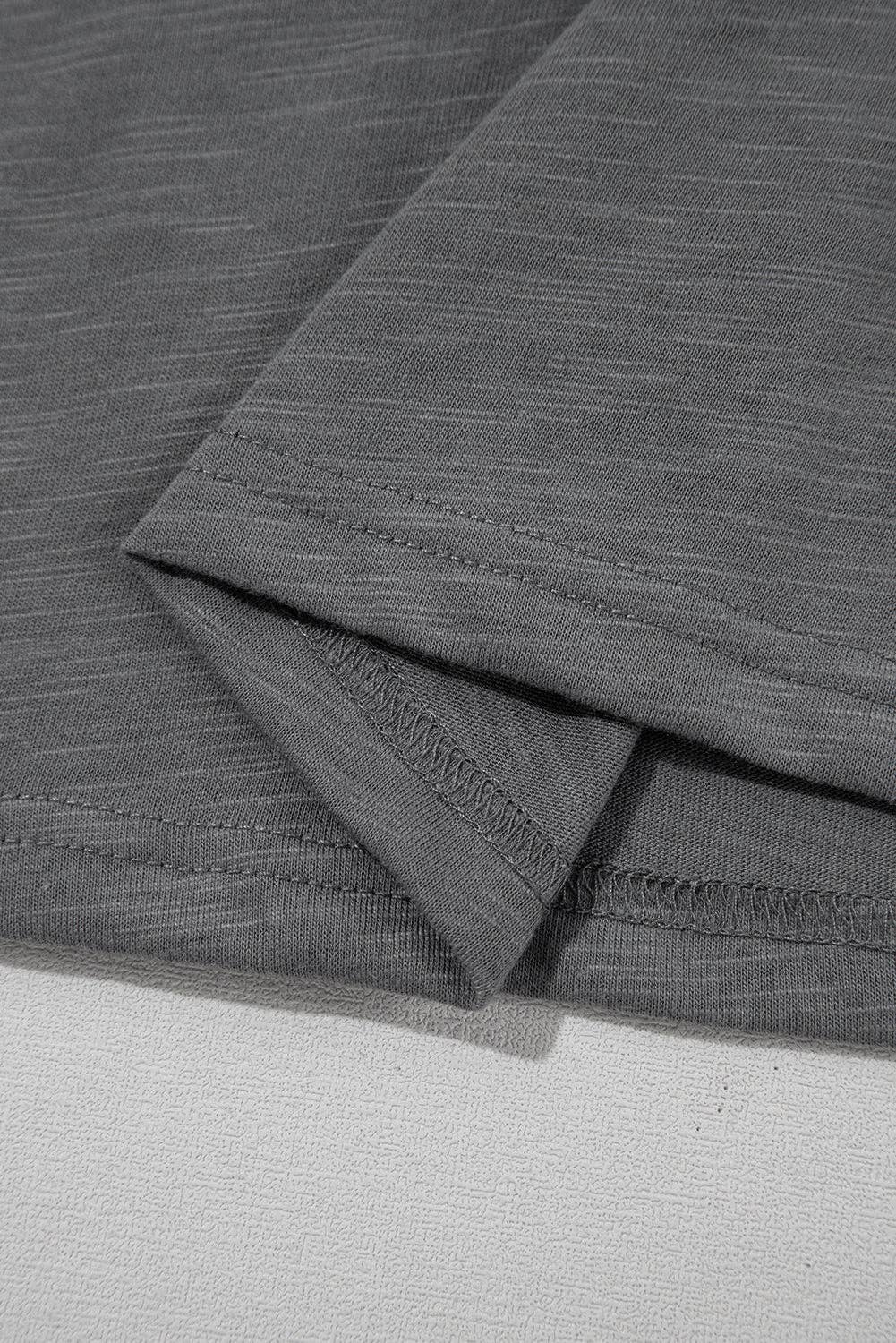 Dark Grey Ruffle Sleeve Casual Summer Top