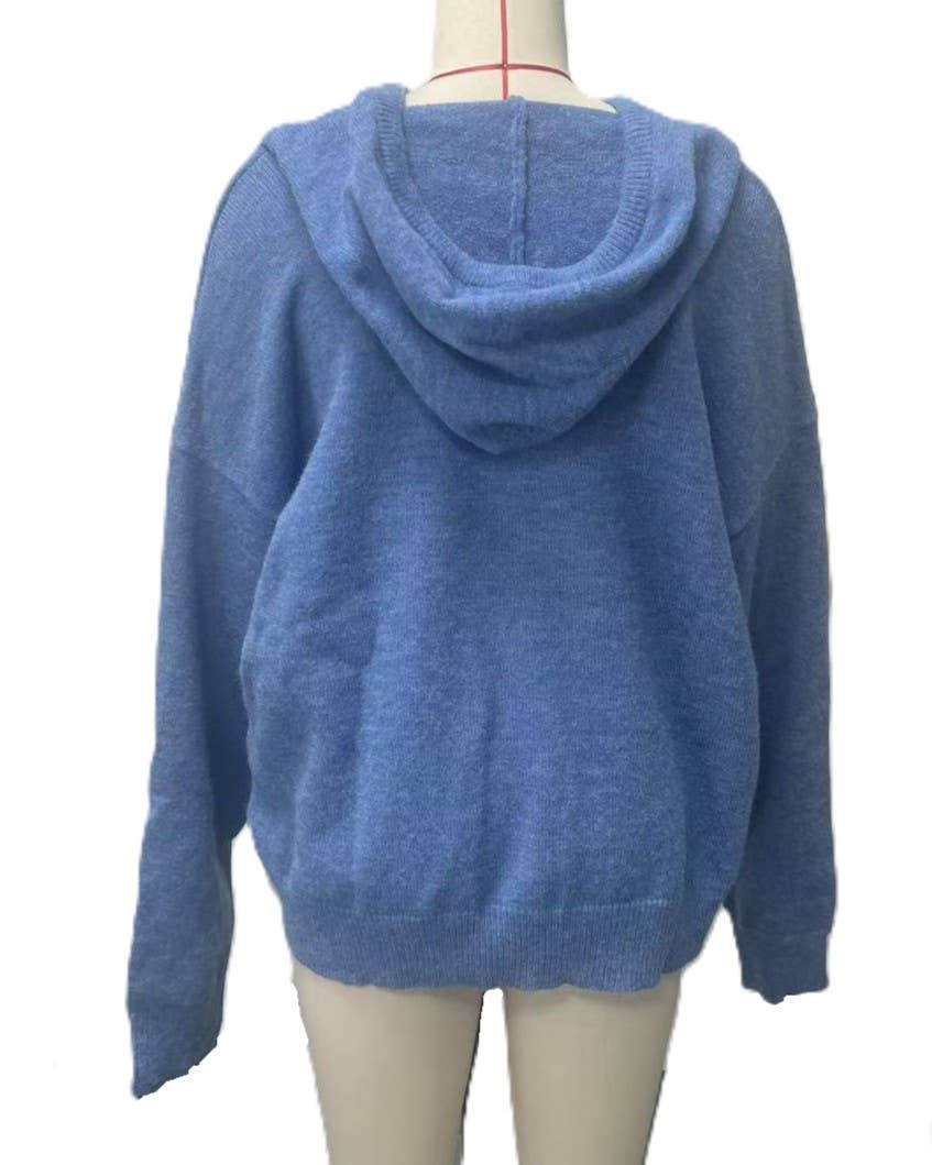 Cozy Solid Drawstring Hooded Knit Sweater