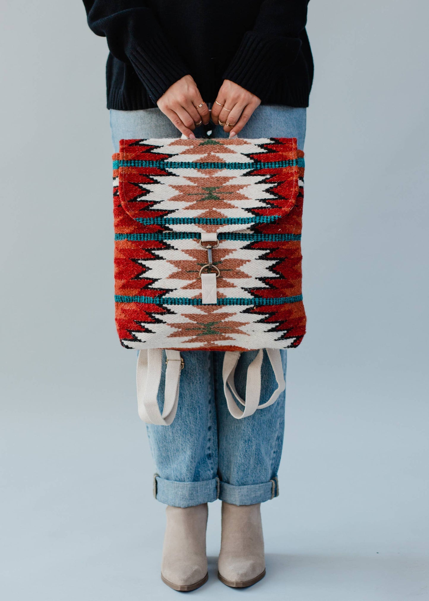 Red, Orange & White Aztec Backpack