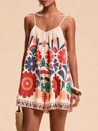 Sale - Boho Floral Spaghetti Strap Romper