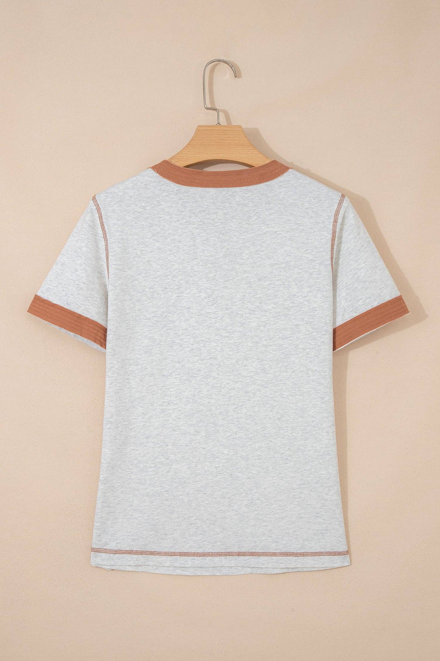 Short Sleeve Contrast Trim Button Henley Tee