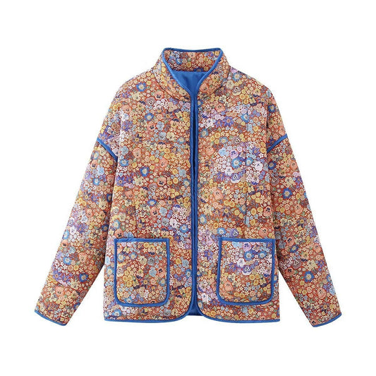 Orange Floral Quilted Jacket