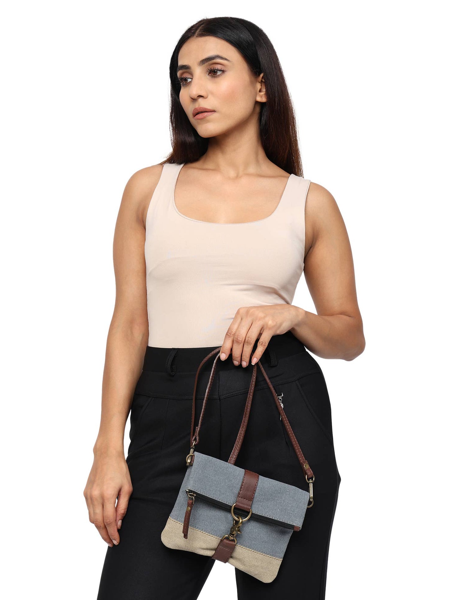 Finley Original Leather Crossbody Bag in Dusty Blue