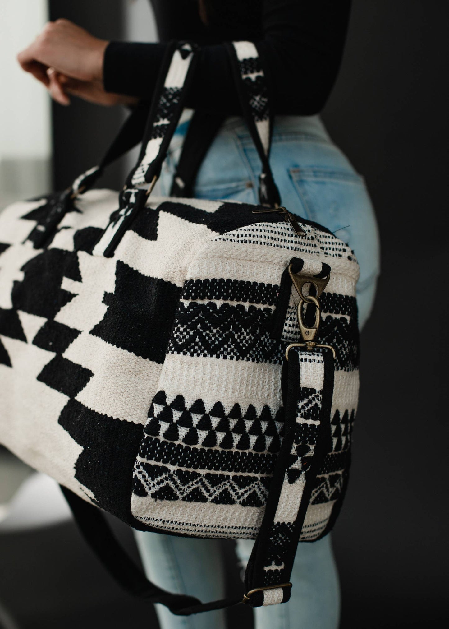 Black & Cream Aztec Duffel