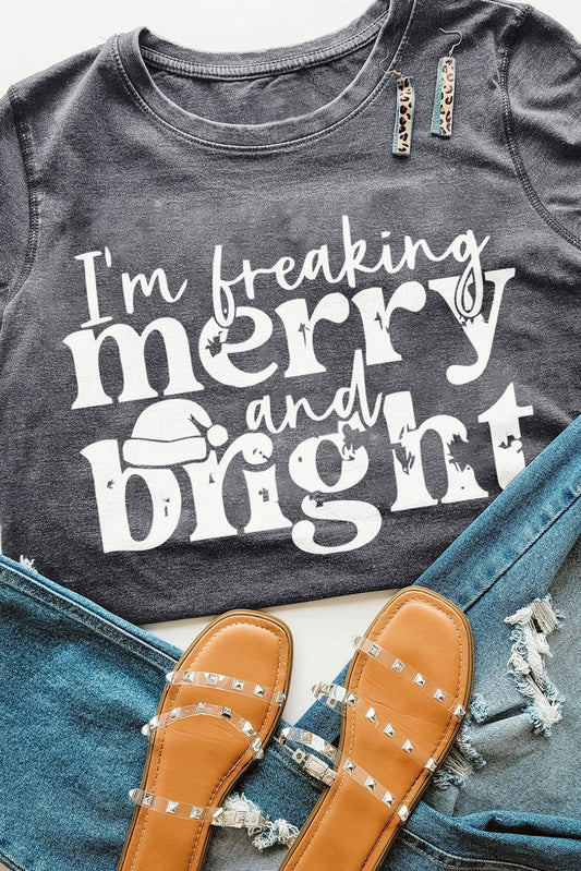 Sale - I'm Freaking Merry Gray Graphic Top