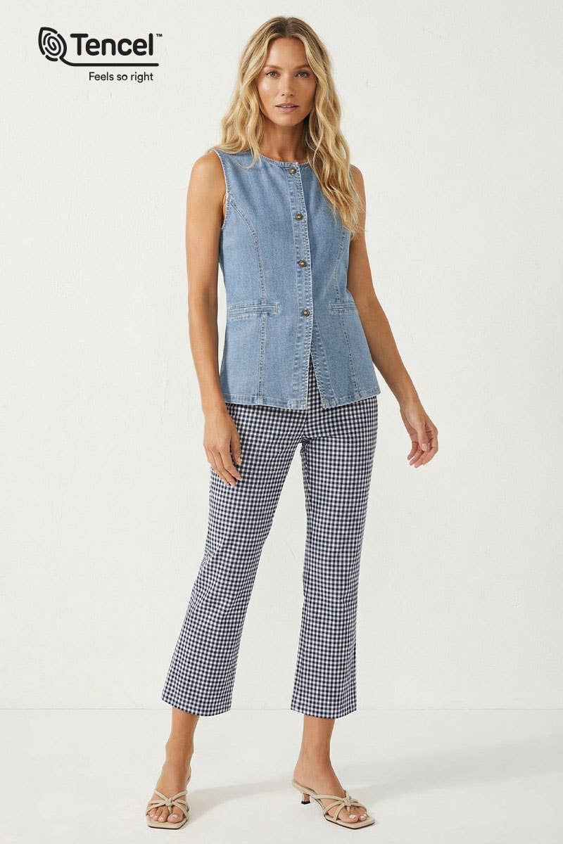 Sleeveless Longline Denim Vest Top
