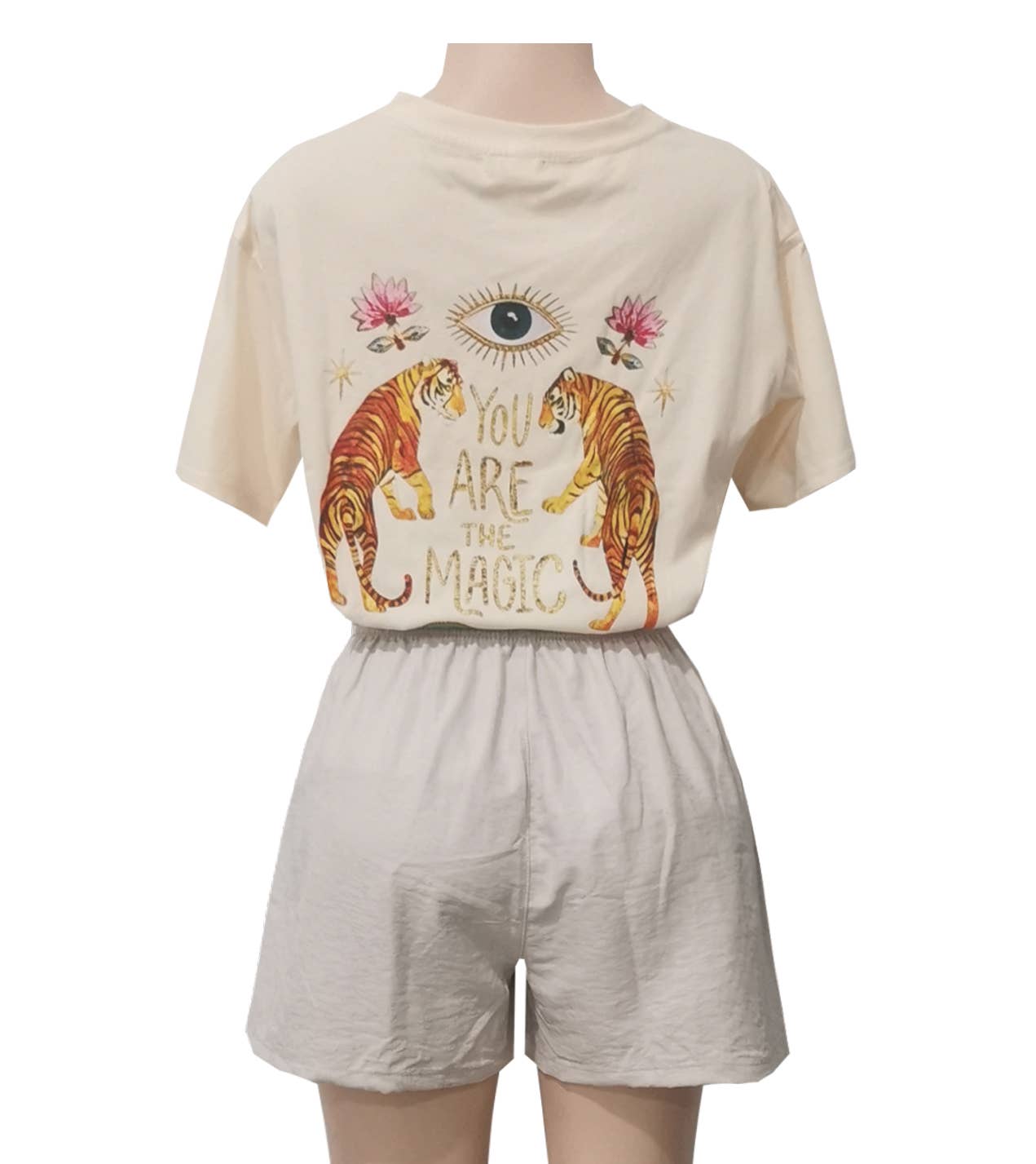 Artsy Tiger & Mysterious Eyes Printed Cotton Tee