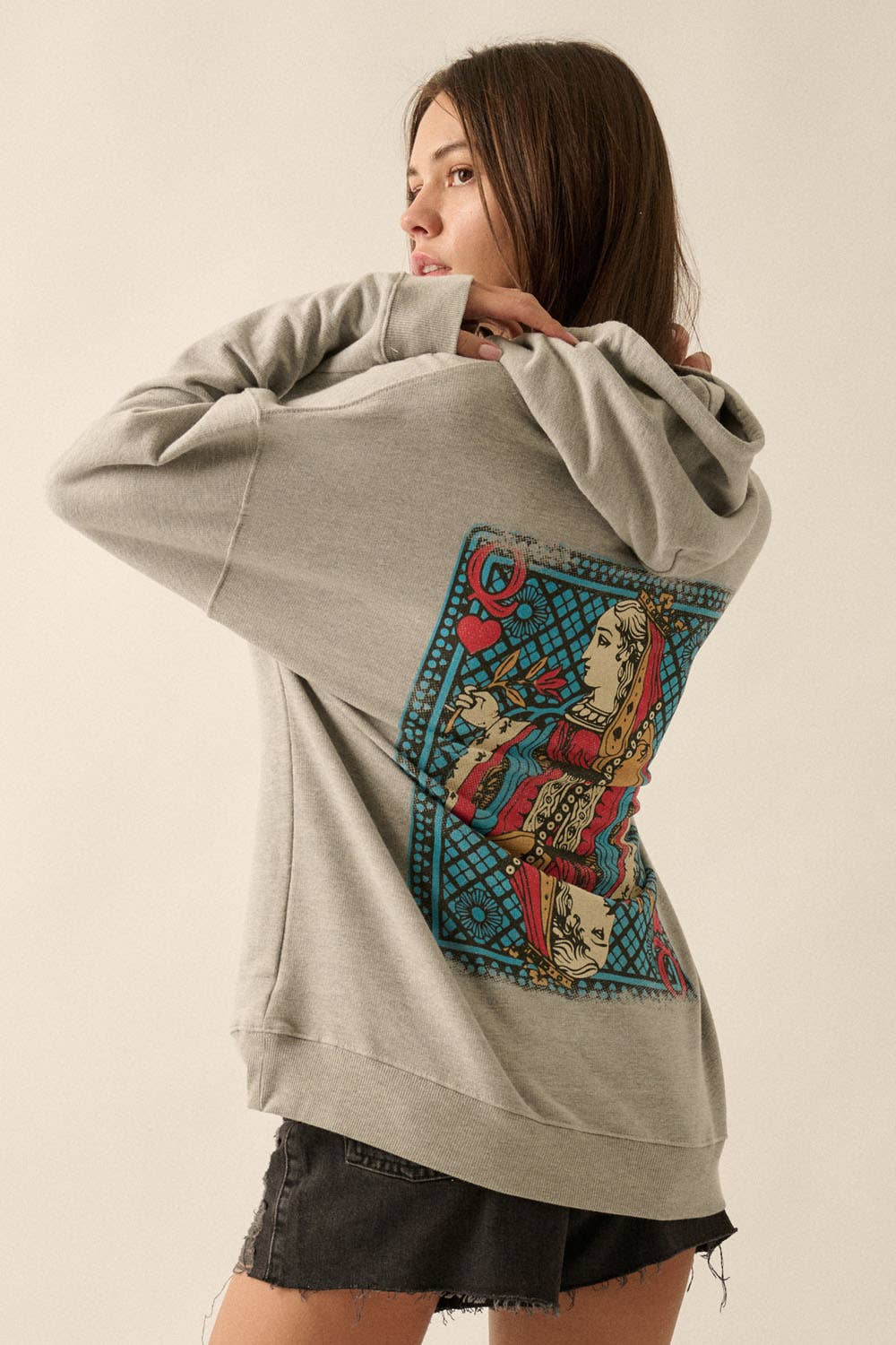 Queen of Hearts French Terry Graphic Hoodie