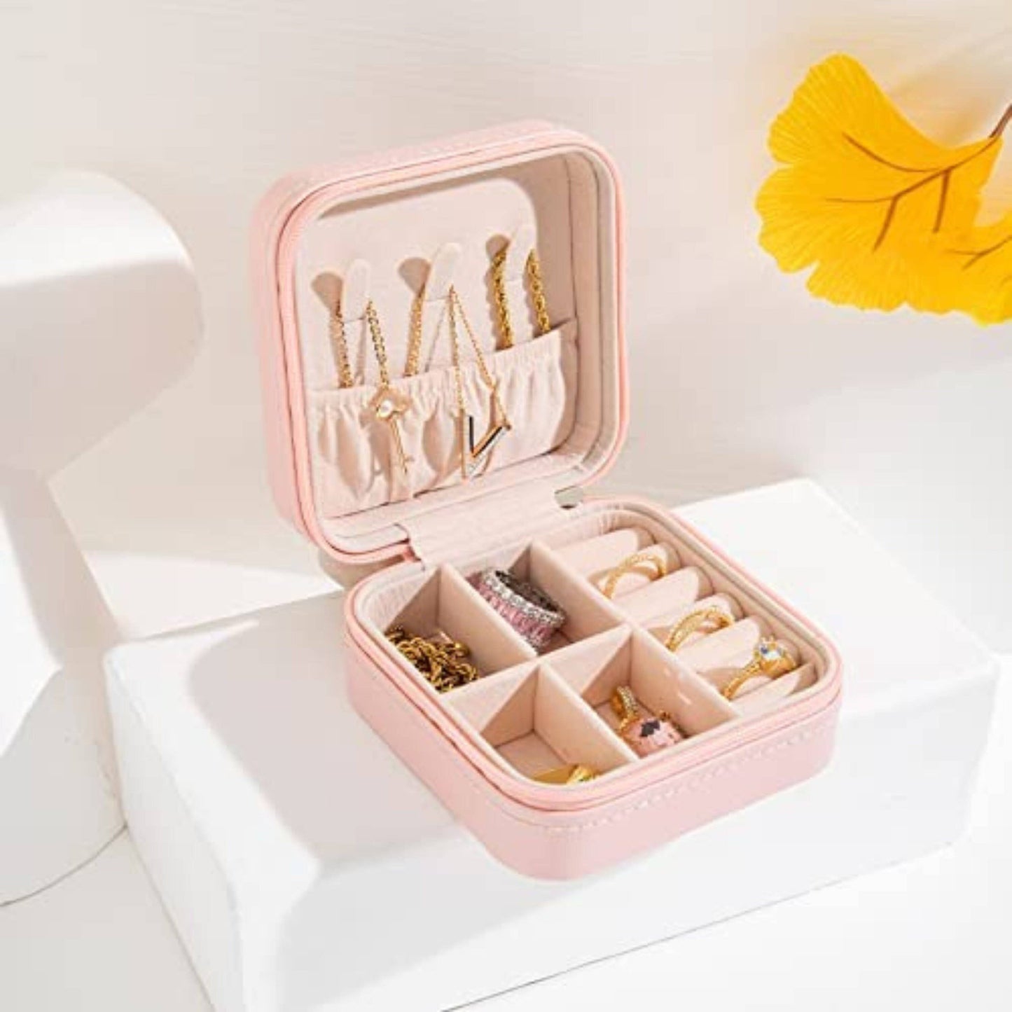 Small Square Portable Jewelry Travel Case Storage Box