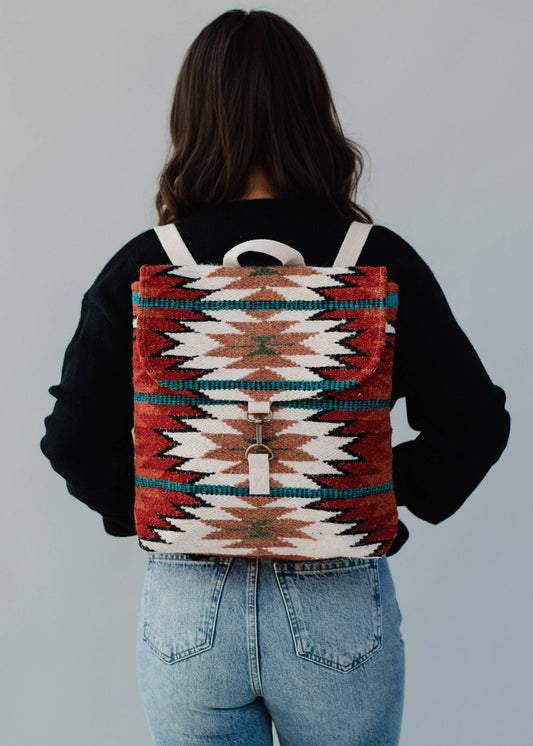 Red, Orange & White Aztec Backpack