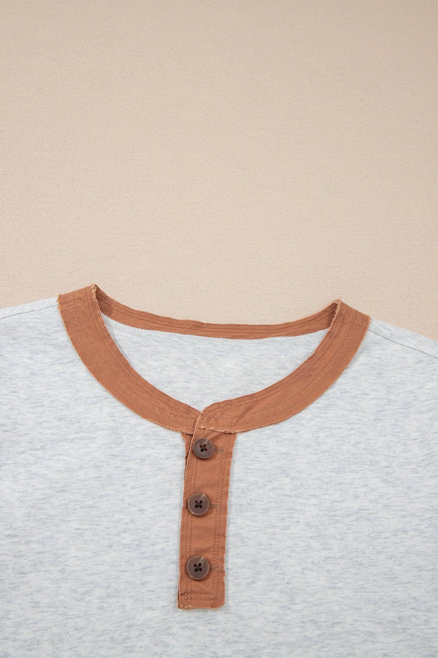 Short Sleeve Contrast Trim Button Henley Tee