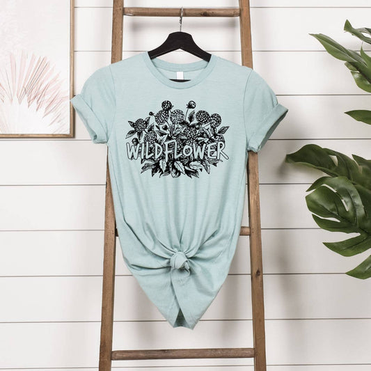 Sale - Wildflower Graphic Dusty Blue Tee