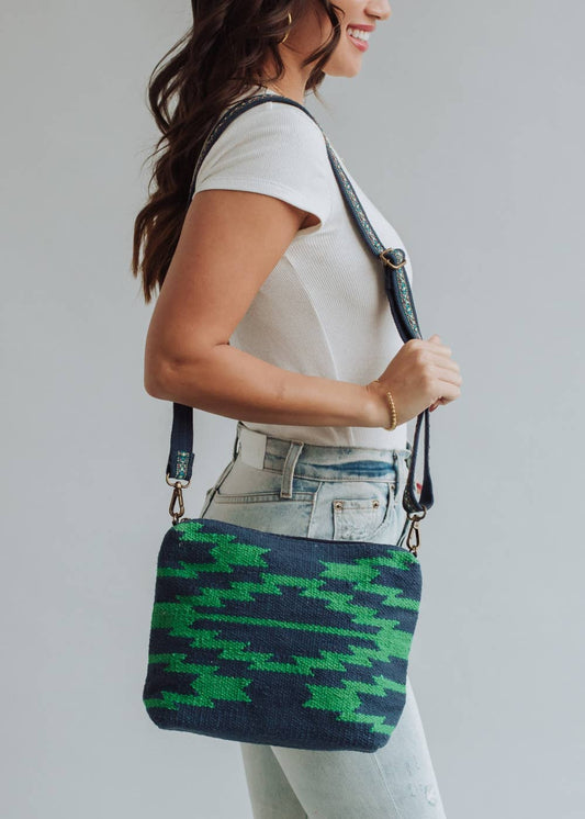 Navy & Green Aztec Crossbody