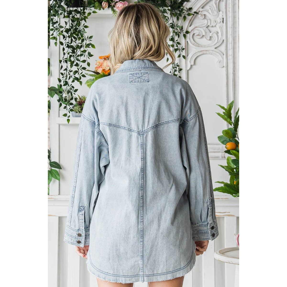 Cargo Pocket Washed Denim Overshirt Jacket
