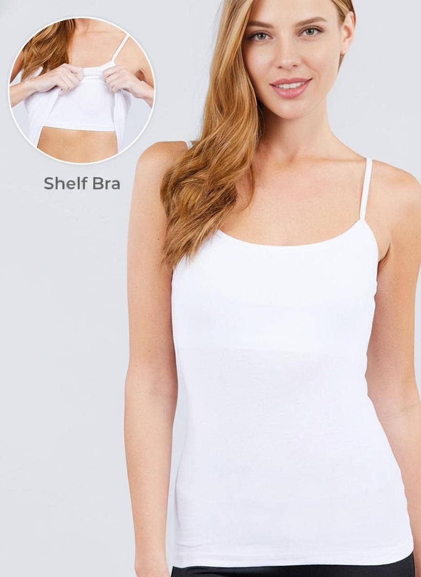 Oatmeal Basic Cami Tank with Shelf Bra