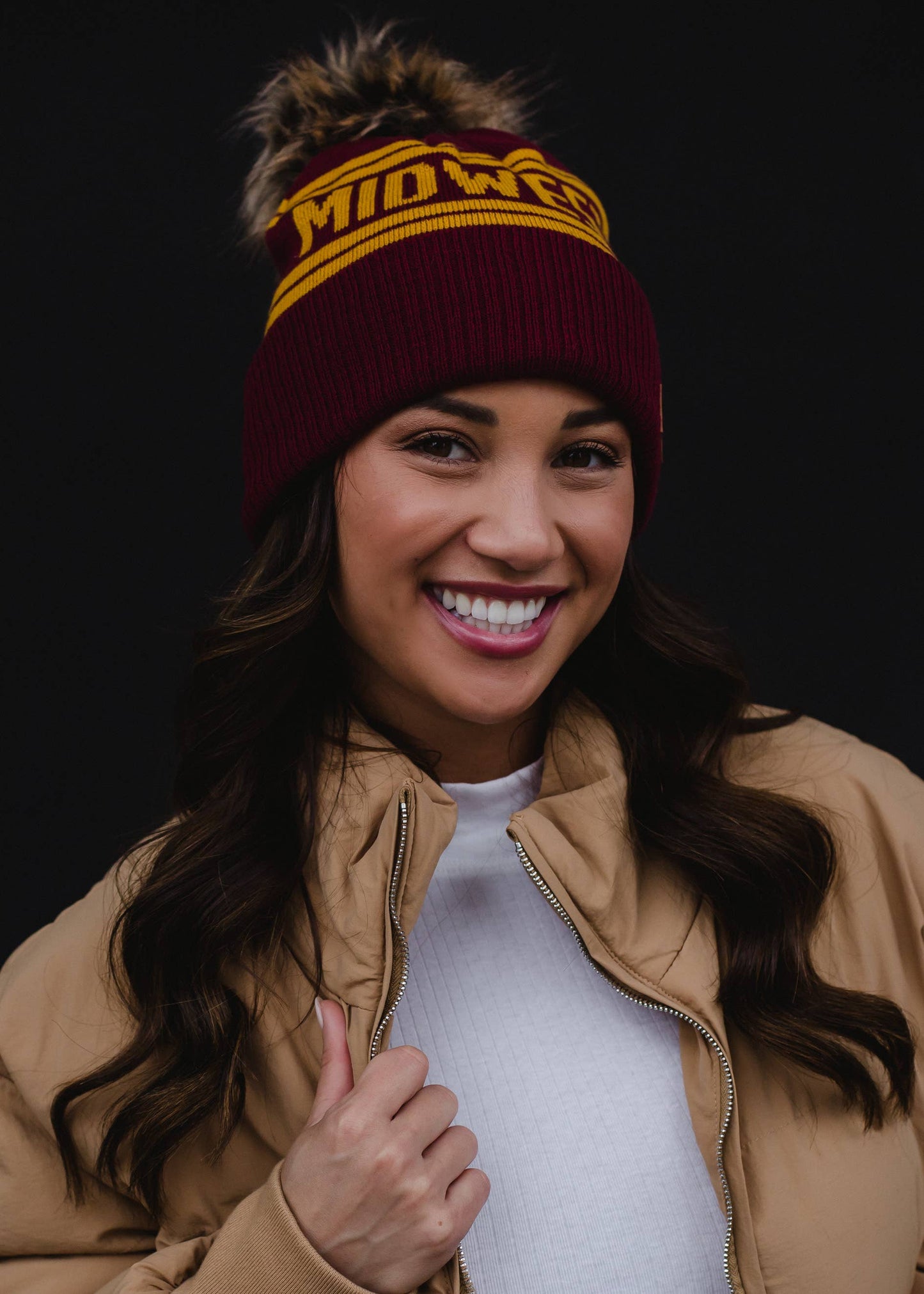 Maroon & Gold Midwest Pom Hat