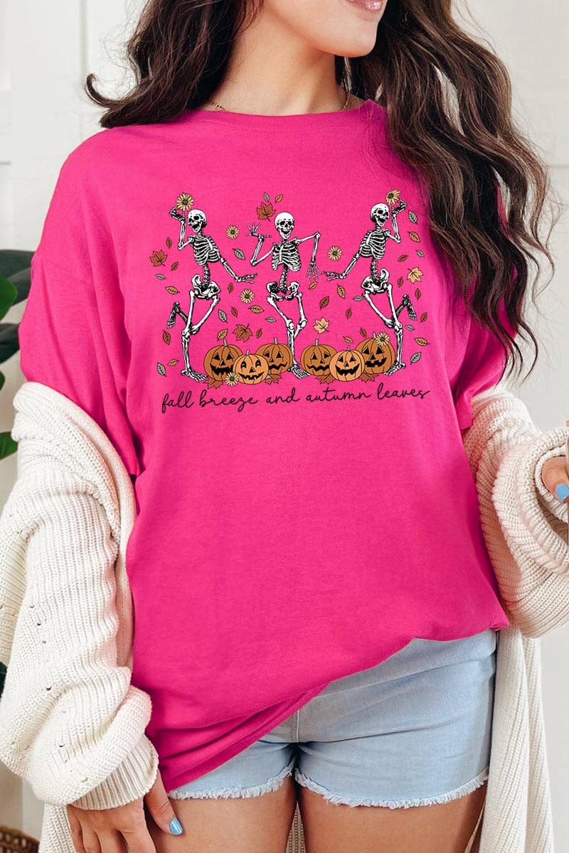 Green Fall Breeze Skeleton Graphic Tee