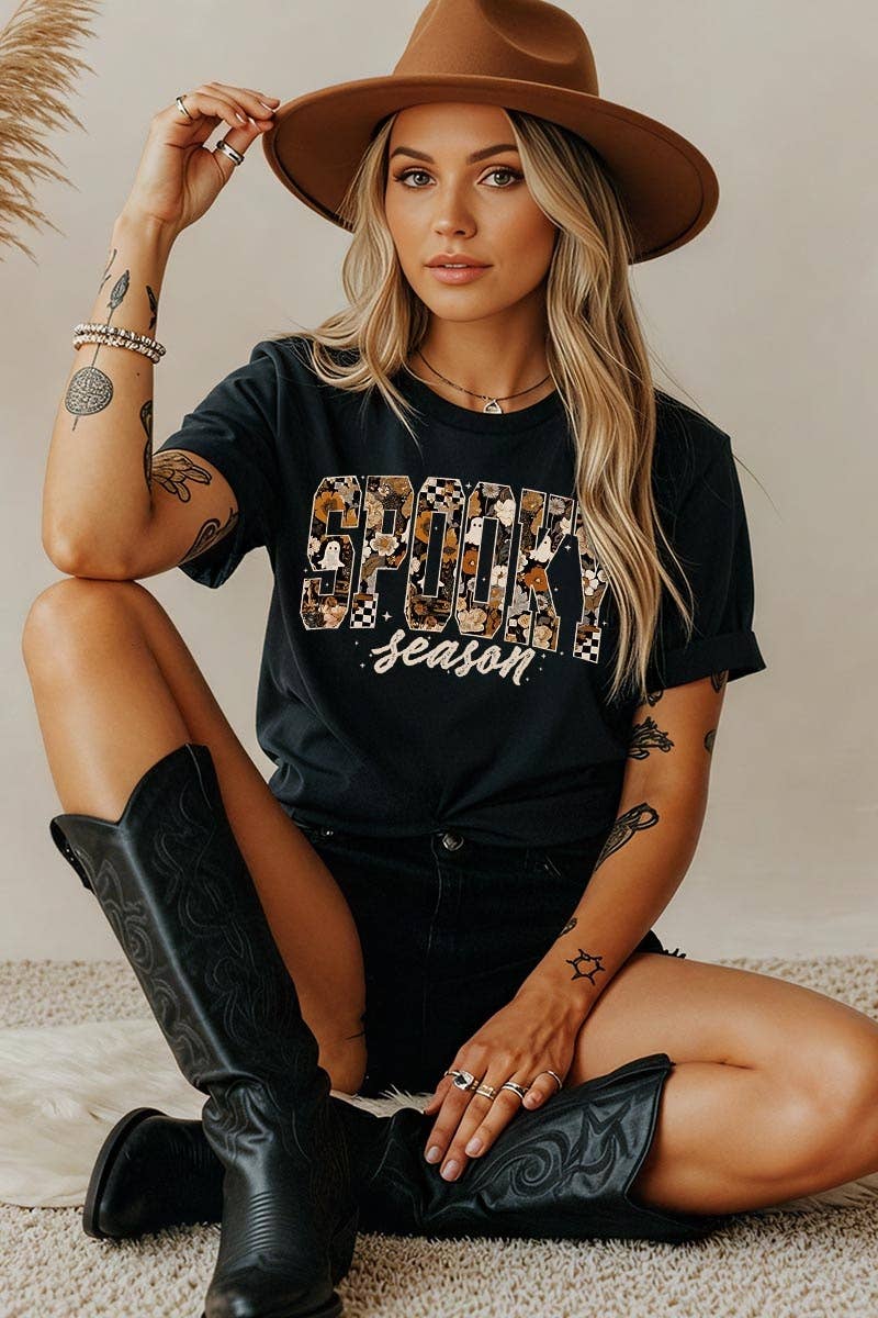 Black Spooky Season Halloween Graphic Heavy Cotton Tee