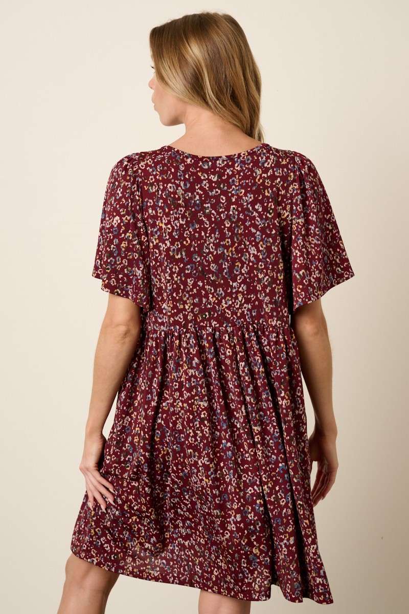 Animal Print Babydoll Dress