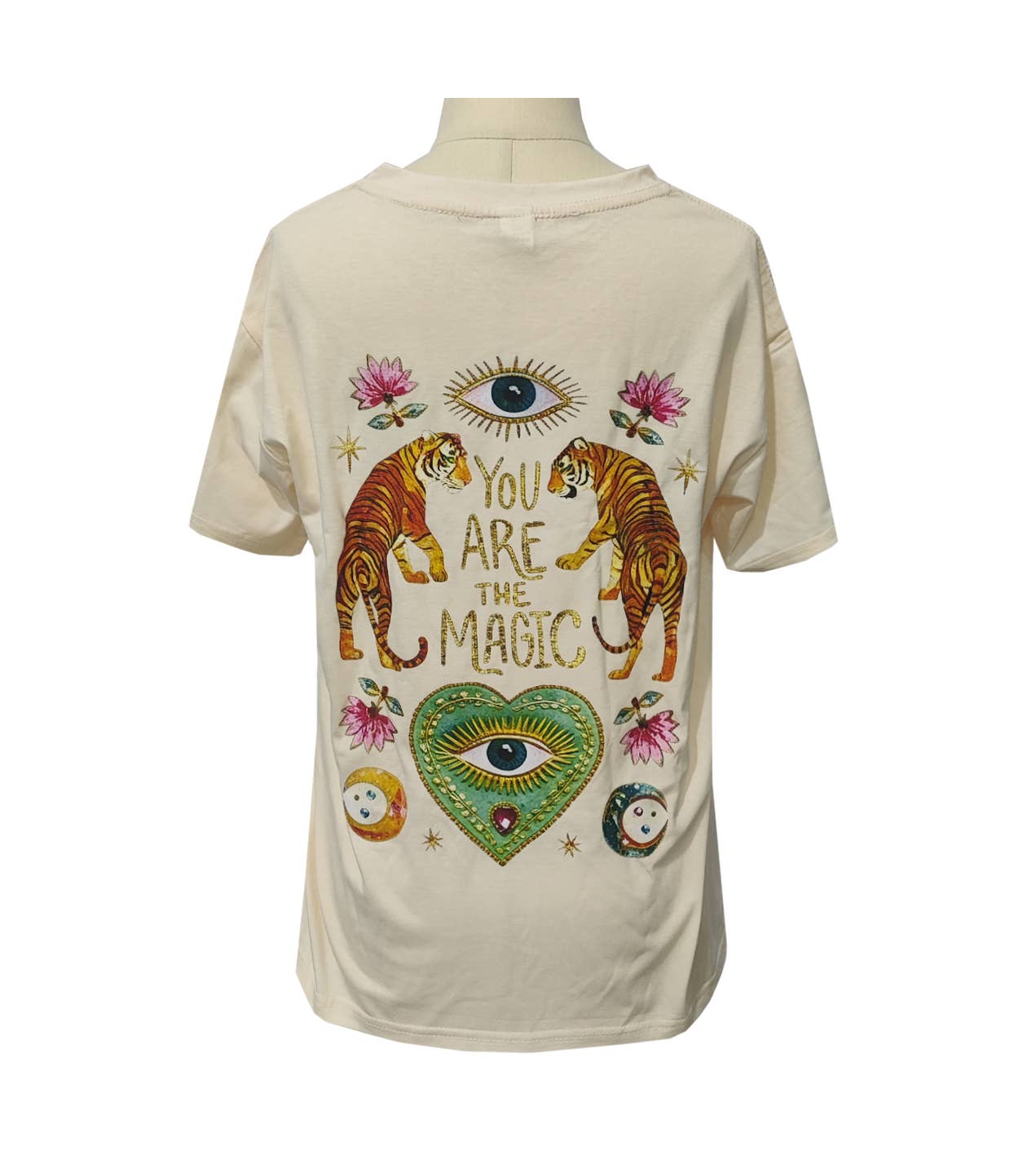 Artsy Tiger & Mysterious Eyes Printed Cotton Tee