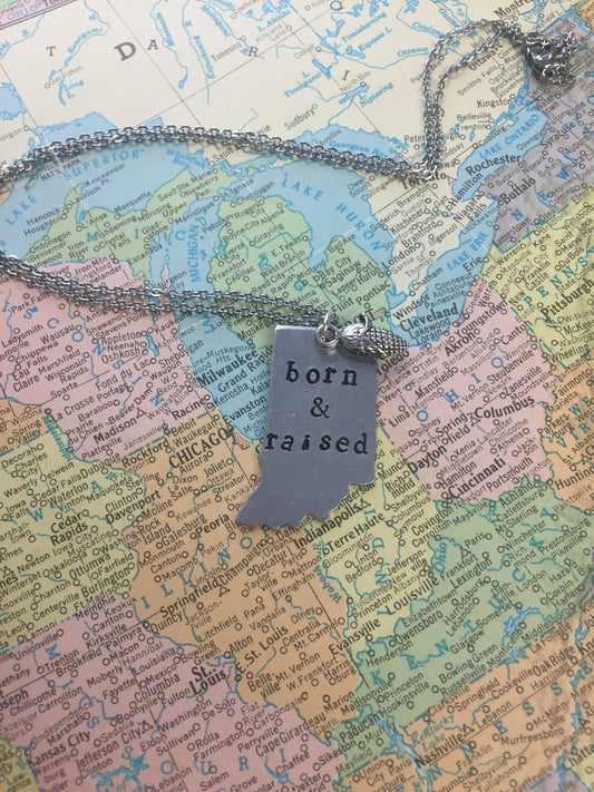 The Jamie Necklace or Key Chain- Indiana Born and Raised