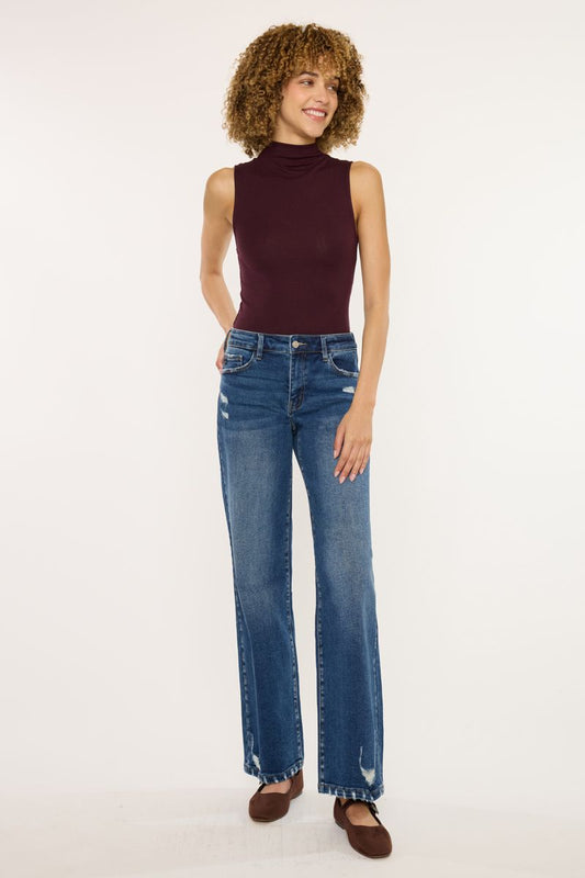 Kancan Crater Dark Wash Wide Leg Jeans