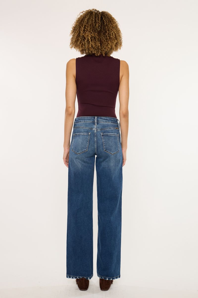 Kancan Crater Dark Wash Wide Leg Jeans