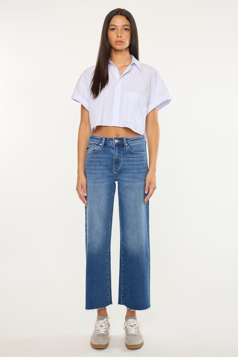 Kancan High Rise Crop Wide Leg Jeans