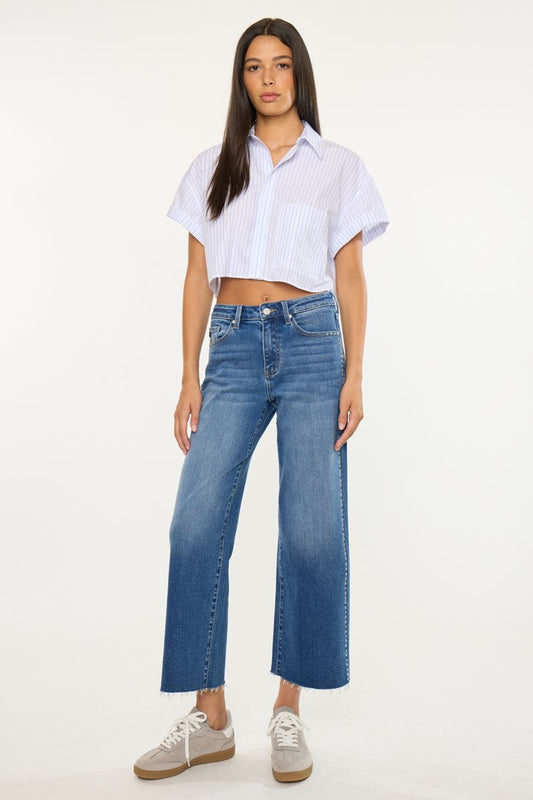 Kancan High Rise Crop Wide Leg Jeans
