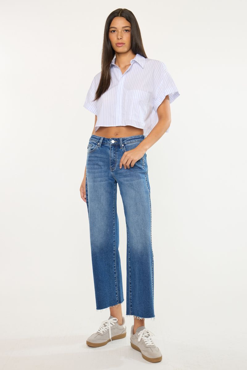 Kancan High Rise Crop Wide Leg Jeans