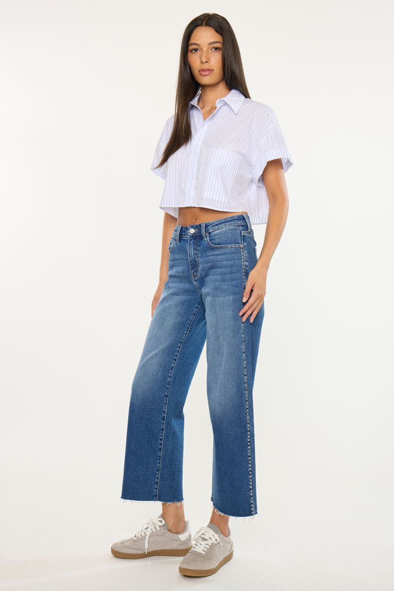 Kancan High Rise Crop Wide Leg Jeans