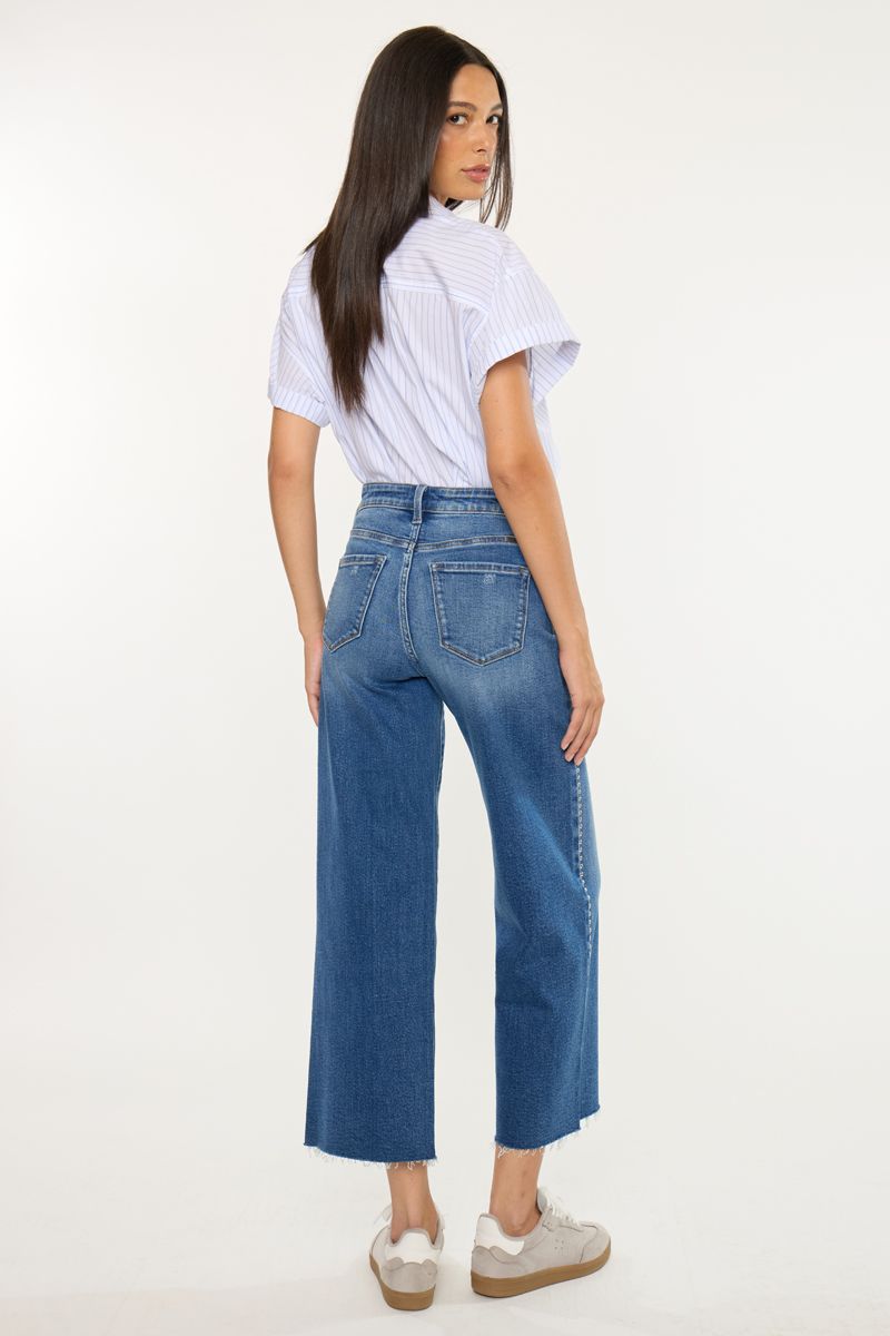 Kancan High Rise Crop Wide Leg Jeans