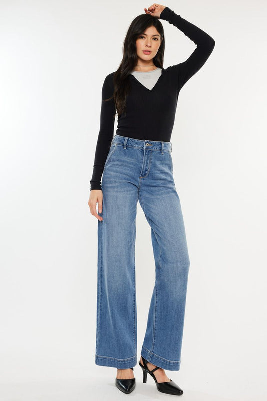Kancan High Rise Trouser Wide Leg Jeans