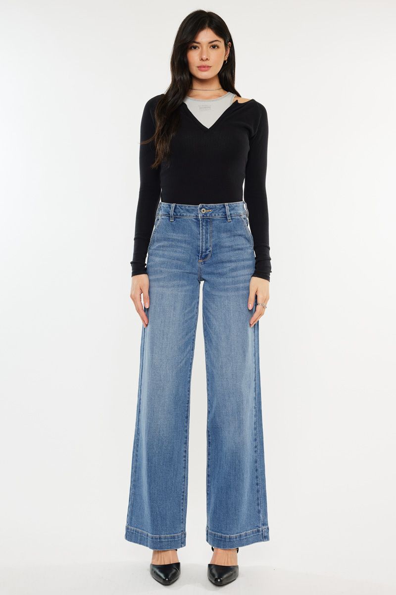 Kancan High Rise Trouser Wide Leg Jeans