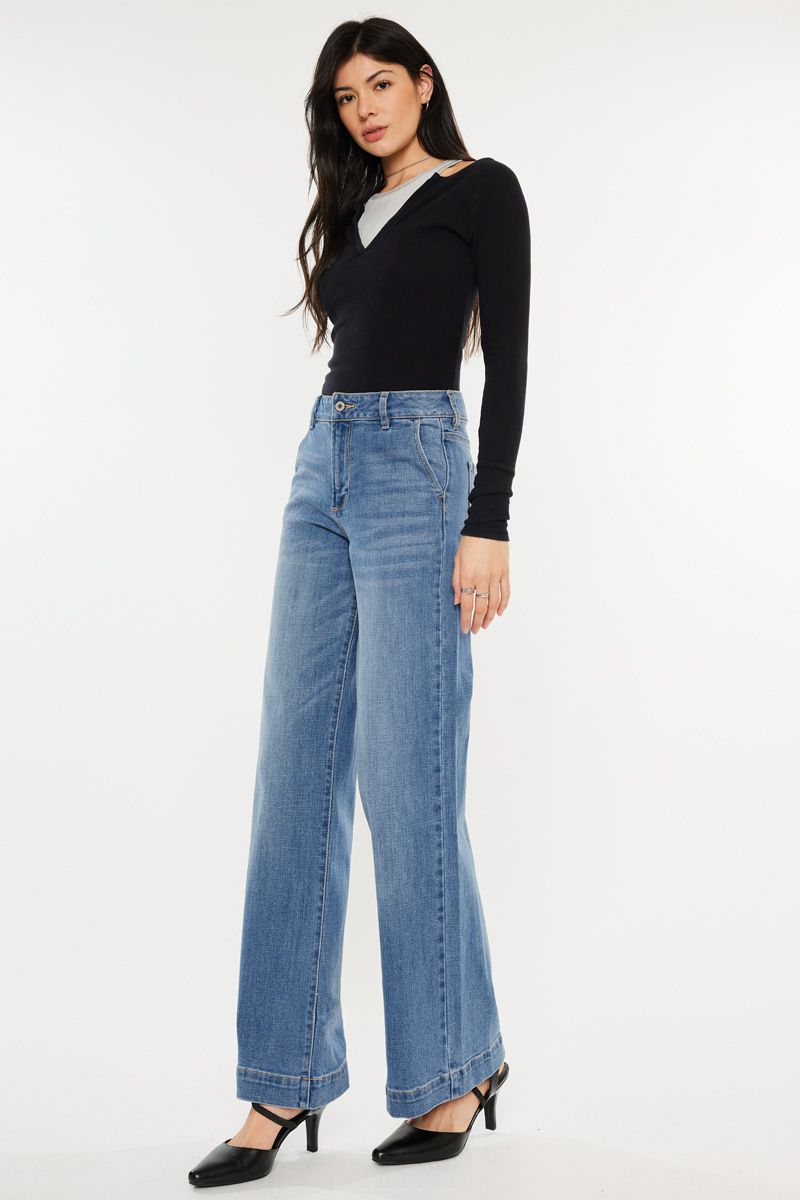 Kancan High Rise Trouser Wide Leg Jeans