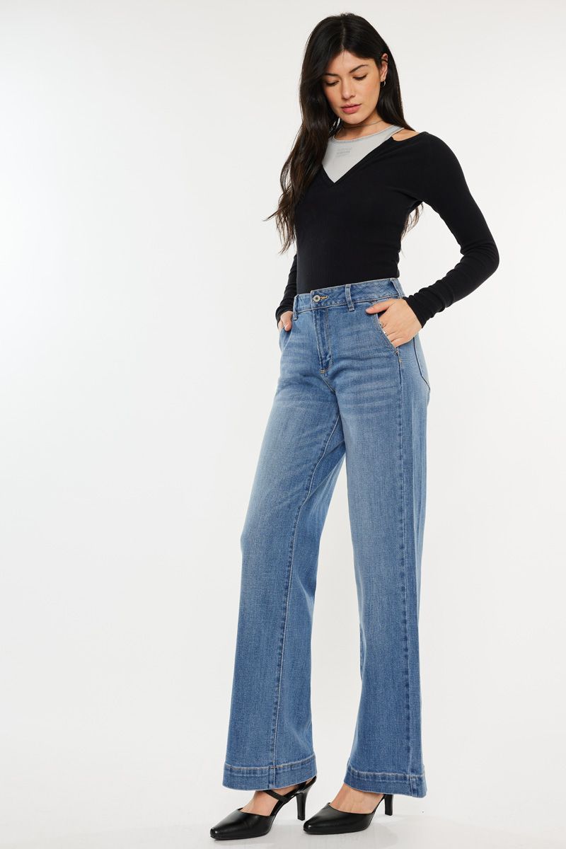 Kancan High Rise Trouser Wide Leg Jeans