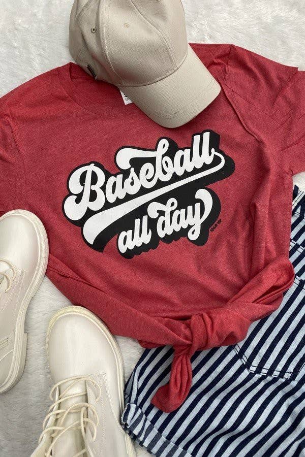 $10 Rack - Baseball All Day Graphic Print Short Sleeve Top