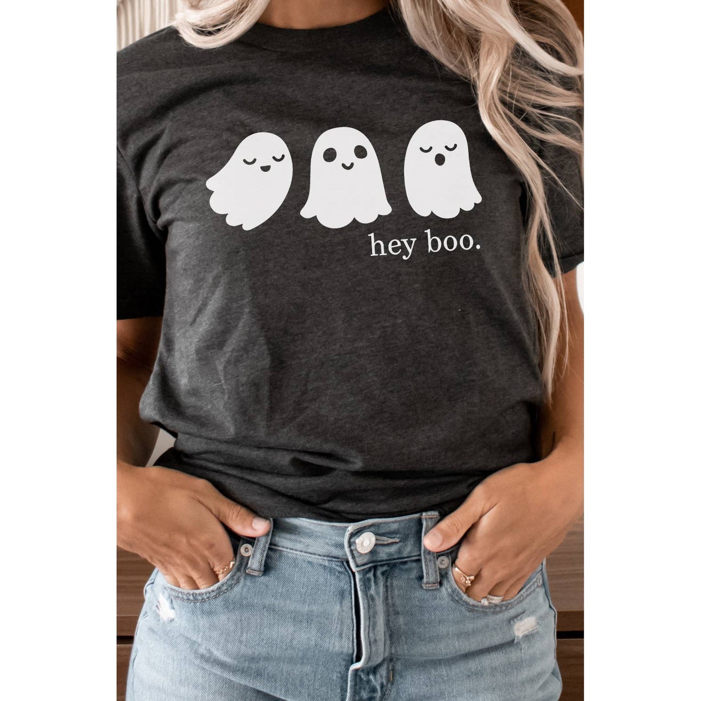 Sale - Hey Boo Friendly Ghosts Halloween Graphic Top