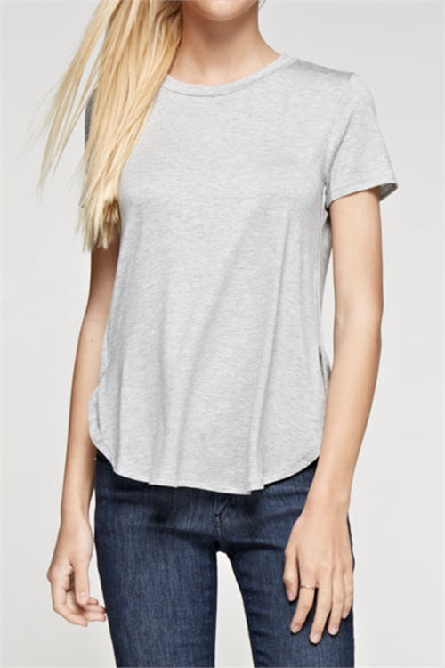 Heather Gray Basic Short Sleeve Top