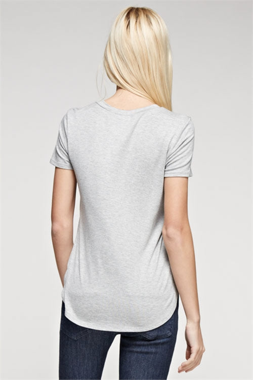 Heather Gray Basic Short Sleeve Top