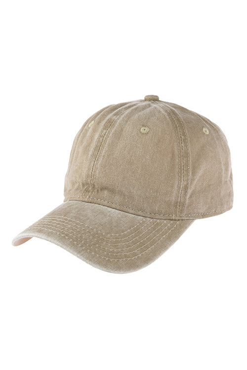 Khaki Acid Wash Ball Cap