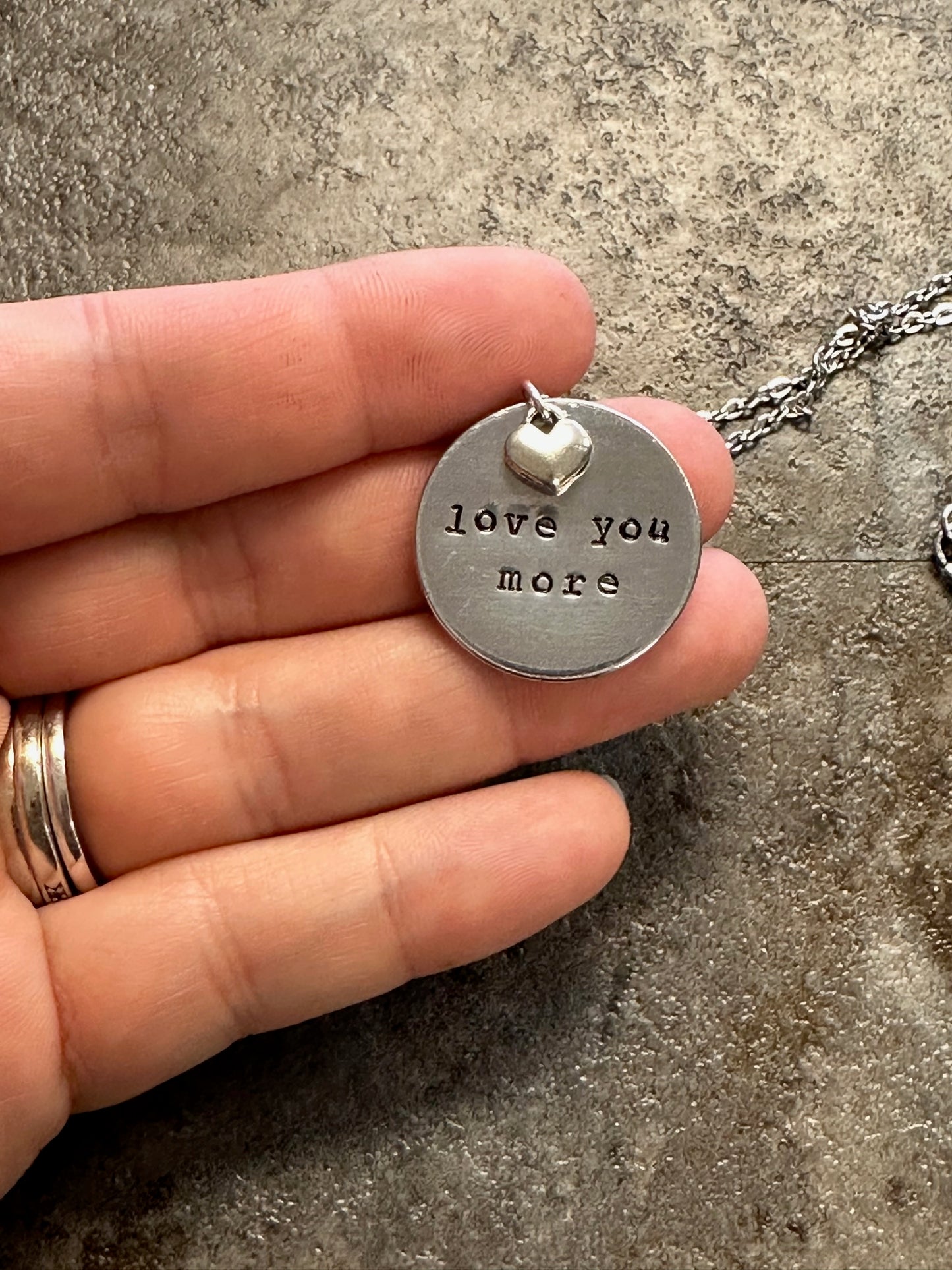 Love You More Hand Stamped Necklace