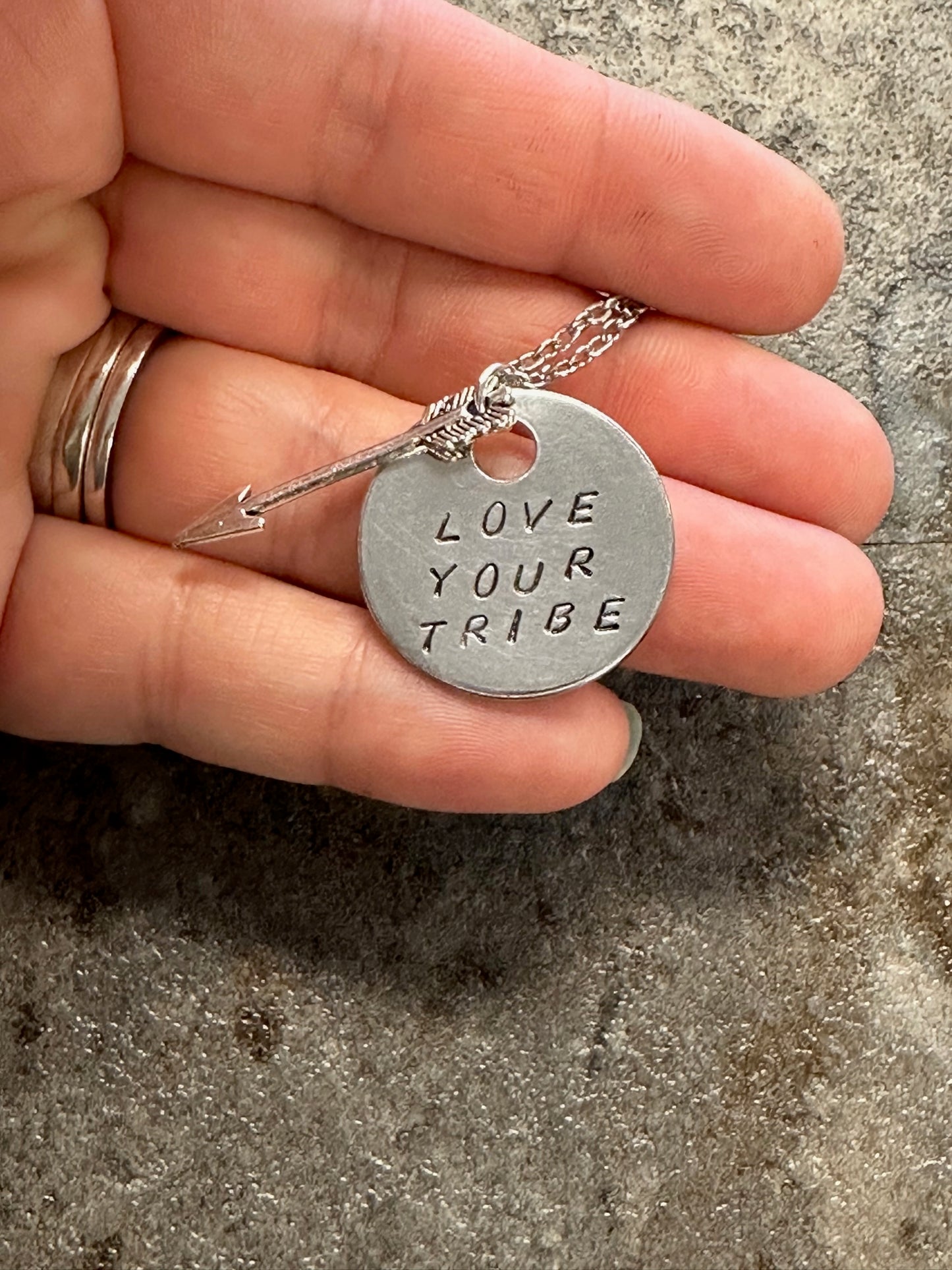 Love Your Tribe Hand Stamped Necklace