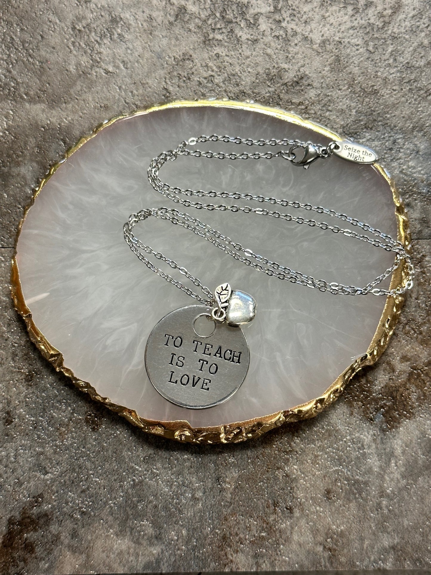 To Teach is to Love Hand Stamped Necklace