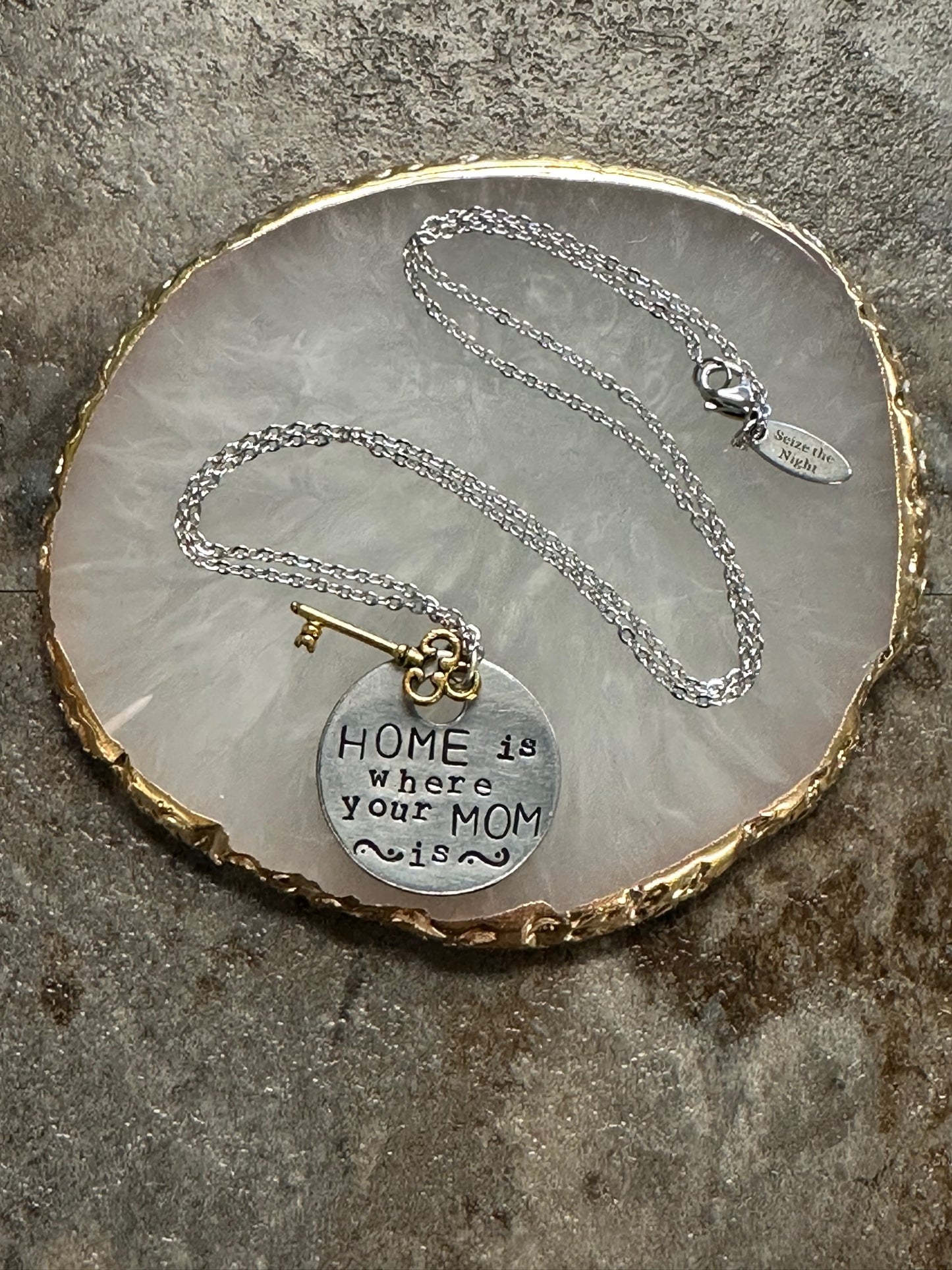 Home is Where Your Mom Is Hand Stamped Necklace